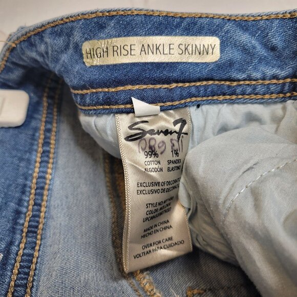 Seven7 Women's Size 12 Jeans High Rise Ankle Skinny Raw Hem Distressed - Picture 5 of 5
